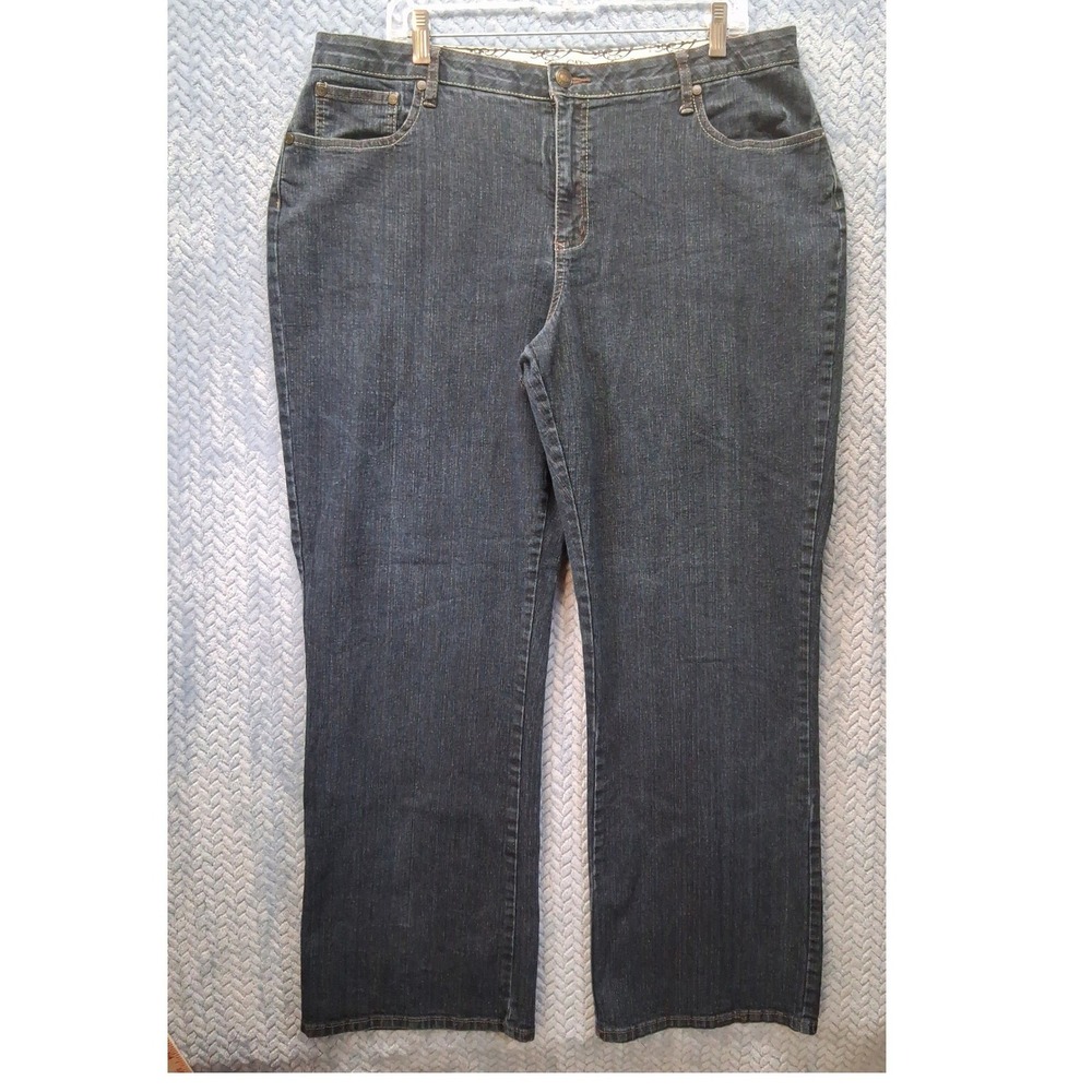 Cato Premium Womens 20W Dark Wash Straight Leg Stretch Denim Jeans Stretch